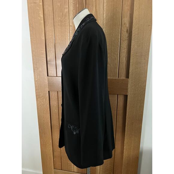 Carole Little Womens Vintage 90s Y2K Beaded Sequin Dark Romantic Jacket Blazer - Picture 7 of 16